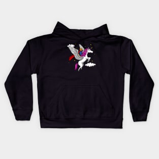 Cat Superhero Riding Pegasus Unicorn Party Kids Hoodie